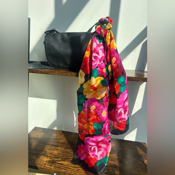 Vintage Echo 100% Silk Floral ScarfMade in JapanBold 80s